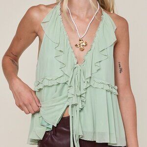 BETTER BELIEVE SAGE RUFFLE TANK TOP